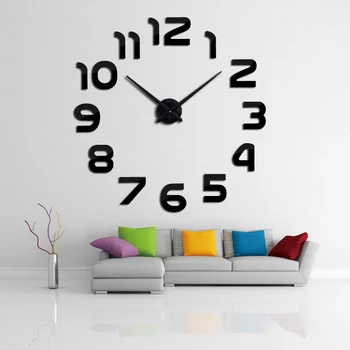 нова разпродажба на 3d направи си сам часовник reloj de pared horloge часовници Хол Кварцов Акрилни Огледално Стикери за Стена