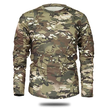Новата Есенно-Пролетно Мъжки Тактическа Камуфляжная тениска С Дълъг ръкав camisa masculina, мъжки Бързосъхнеща Военна Армия риза