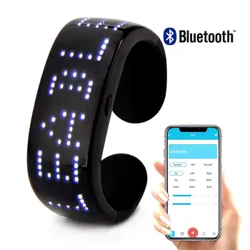 Нови работи спортен гривна, Bluetooth програмируем превъртане на текстова информация на дисплея led дисплей светлинна гривна