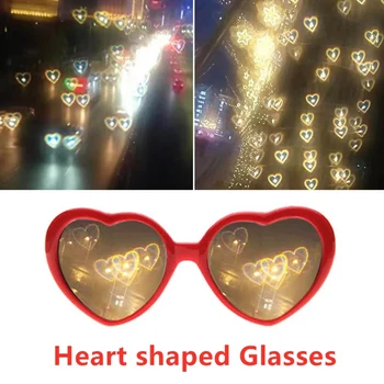 Нови светлини във формата на сърце Стават любов сексапил Очила Със специални ефекти, любов сексапил Очила през Нощта, Чисти Червени Очила, Модни Слънчеви очила
