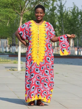 Новият пристигането на Жената Дашики от 100% памук с Принтом, Страхотно елегантна Женствена Рокля в Африканския Стил