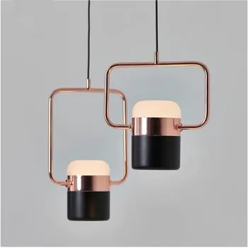 Новият скандинавски прост постмодернистский led окачен лампа с покритие от розово злато от ковано желязо окачен лампа с трапезария и спалня hanglamp ZM1010