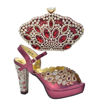 Ново записване, Комплект италиански женски обувки и чанти, украсени с кристали, Дамски обувки големи Размери 43, Сватбени обувки за Жени, Булката 5