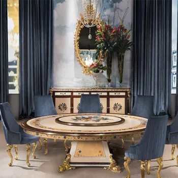 Обичай италиански ракушечный паркет Френски луксозни маси и столове от масивно дърво на Европейския съд 0