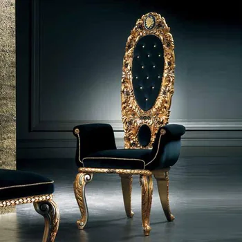 Обичай луксозен придворен стол в европейски стил с висока облегалка от масивна дървесина принцеса френска резба Неоклассическая лукс преговори 3