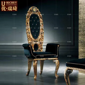 Обичай луксозен придворен стол в европейски стил с висока облегалка от масивна дървесина принцеса френска резба Неоклассическая лукс преговори 4