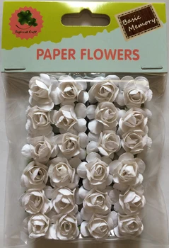 (Опаковка от 5 броя) 24шт Бели рози, цветя за украса на scrapbooking