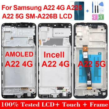 Оригинален За Samsung A22 4G A225F SM-A225 LCD дисплей За Samsung A22 5G SM-A226B Сензорен Дисплей Дигитайзер, Монтаж на Замяна