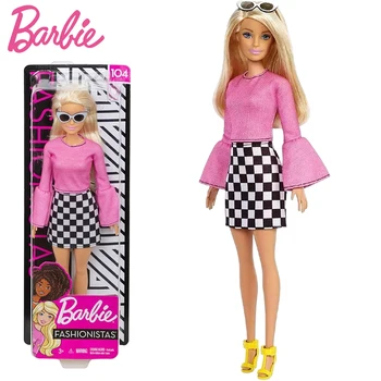Оригиналната Барби Модата Розови Очила Дама Руса Коса Набор от Игри Барби Кукли, Играчки за Момичета, Подаръци За Рожден Ден FXL44