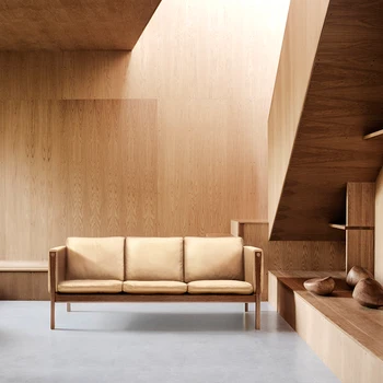 Оригинални внесени / Скандинавски Дания Carl Hansen / ch163 кожена мебел от масивно дърво за трима души от кайсии