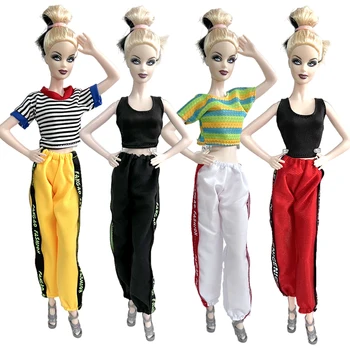 Официален NK 4 Комплекта Модерна Риза + Спортни Панталони Тренировъчен Костюм 1/6 Кукла Ежедневни Дрехи за Барби Кукла Играчки Аксесоари