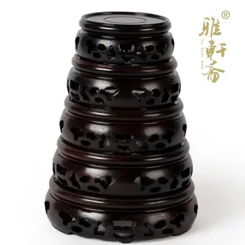 Палисандър занаяти дървена основа ваза античен нефритови производител на чаша черен палисандър кухи ръкав пет основание