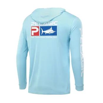 Пелагическая Риболов Hoody Мъжка С Дълъг Ръкав Морски Риболов Ризи UV Защита Риболовна Облекло Открит Летен Трикотаж Влагоотводящий
