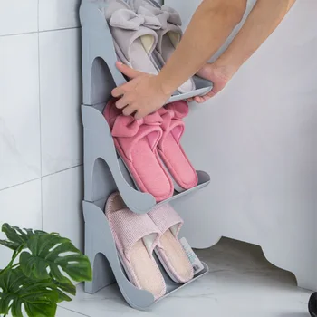 Пластмасов Многофункционален Сращивающий Шкаф за Обувки Включване Рафтове За Обувки, Чехли За Съхранение на Scarpa Шкафче Домакински а обувките-Часова EB5XG 0