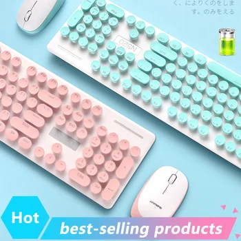 Популярната Безжична Ръчна клавиатура и мишка N520 в стил пънк, Определени За Офис, Комплект Бутони и мишка за бизнес Момичета, Аксесоари За Геймърите 0