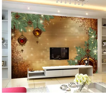 Потребителски 3D стенописи,Коледни Празници Часовници Отрасли papel de parede, хотел кафенета хол разтегателен телевизор на стената спалня тапети