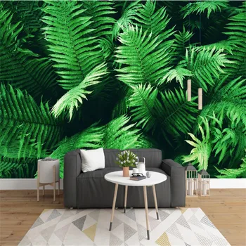 Потребителски 3D Фото Тапет Свежи Зелени Тропически Тропическа Гора Листата на Растенията са Стенни Тапети за Хола Тапети Домашен интериор
