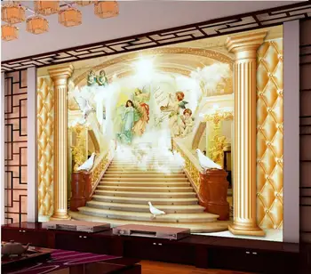 Потребителски снимки на 3d тапети Европейска архитектура стълби ангел начало декор хол 3d стенописи тапети за стени d 3 3