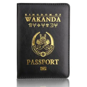 Притежател на Паспорт Wakanda Rfid Заключване Пу Кожен Протектор Asgard Калъф За Паспорт Пътен Портфейл Черни Калъфи за Паспорти