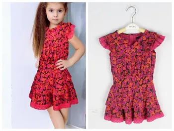 Продажба на едро, 6 бр./лот, рокля с флорални принтом за малки момичета, детски рокля в стил Лолита, модни многослойни дрехи за момичета