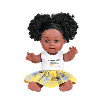 Продажба на едро Нов стил персонализирани плюшени играчки 10 инча африканска черна истинска кукла играчка за деца