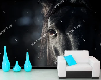 Произведено по поръчка декорация на дома papel de parede, един конете очи в тъмното, 3D за хола спални разтегателен фон тапети на стенописите PVC