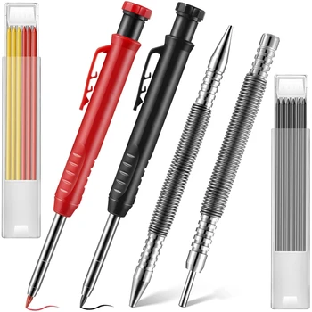Пружинен инструмент за нокти, определени плотницких моливи, 2 бр. молив с 12 заправками комплект за премахване на ноктите, без да чука, набор за пробиване шарнирных щифтове