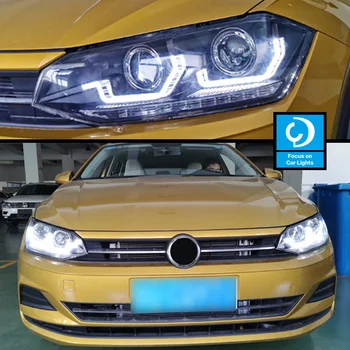 Резервни части за автомобилни Предните Фарове за VW Polo 2019-2020 Нови Led Светлини за оформяне на Динамични Ротационни Сигнални Лещи автоаксесоари 2 бр