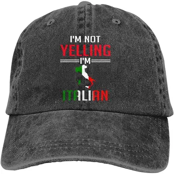 Реколта бейзболна шапка, Унисекс, аз не крещя, аз съм италианец, Регулируеми бейзболни шапки низкопрофильного дизайн