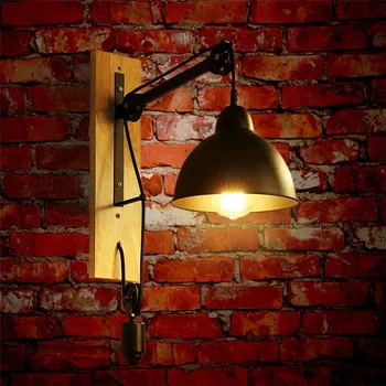 Ретро Дървена ролка Ретро стенен лампа на стълба led лампа, Кафене Бар и Кухня Преминаването на Коридор стенен ретро стенни осветителни тела