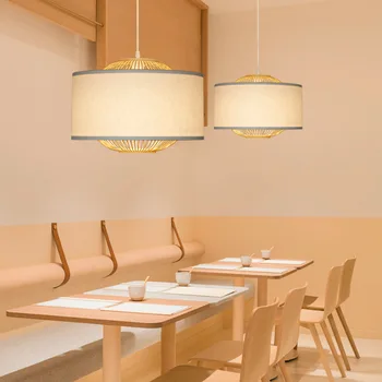Ретро полилей бамбукови тъкачни лампи хотел чайната трапезария осветление вила зала китайски висящи лампи hanglamp 3