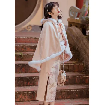 Рокли + Дъждобран Костюм от две части Hanfu Женски Китайското Традиционната Рокля Eleganti Винтажное Vestido Chino Mujer Есен Зима Qipao 5