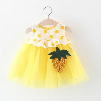 рокля за малка принцеса с ананас за момичета, лятна рокля за малки момичета, детско парти за момичета, детски дрехи