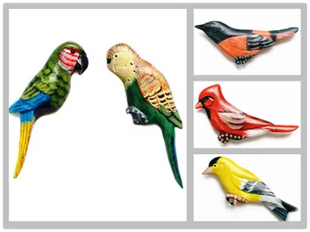 Ръчно рисувани дървени 3D Птица Папагал Магнити За Хладилник, Ръчно изработени Магнитен Хладилник Детски Образователен Украса на Статия