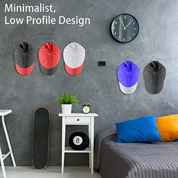 Самозалепващи стенни куки за шапки (30 броя в опаковка) - Минималистичен дизайн, закачалки за шапки, без пробиване, издръжлив закачалки за шапки за кабинет 2