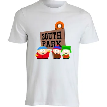 САЩ Аниме S-South Park Знак на Логото на Картман Стан Кайл Кени Забавни Мъжки Тениски, Бели Върхове