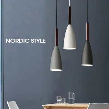 Скандинавска ресторанная полилей с три глави, модерна минималистичная креативна подвесная лампа macaron за спалня, нощни осветителни Тела