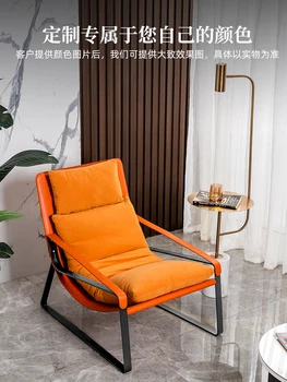Скандинавски единична диван-стол Италиански лесен луксозен чист червен плат художествен балкон хол с дизайнерско мързелив стол за почивка 0