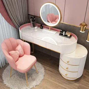 Скандинавски модерен минималистичен лесен луксозен нов висококачествен чист червен маса за грим спалня и разтегателен тоалетка гардероб за съхранение на един