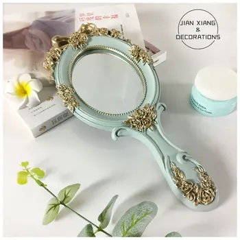 Сладък Творчески Реколта Ръчни Огледала за Грим Огледало за Суета Джобно Огледало с Дръжка за Подарък 2