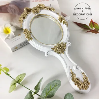 Сладък Творчески Реколта Ръчни Огледала за Грим Огледало за Суета Джобно Огледало с Дръжка за Подарък 4