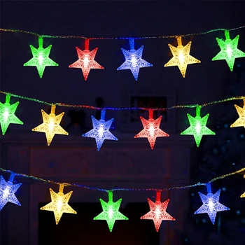 Слънчевата Звезда на Струнни Светлини на Открито LED Коледна Приказка Светлина на Градински Пейзаж, Цветни Декоративни Светлини за Двор Двор Двор Тревата 2