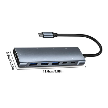 Сплитер 9-в-1 Type-C USB 3 0 Компютърен център 4K 3 5 мм PD Слот за зарядно устройство карти Високоскоростен Адаптер за зарядно устройство за лаптоп