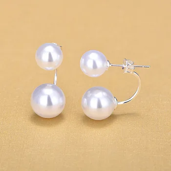 Сребърен страна близнак цвят сымитировала обеци от перли за подаръци, бижута начина за жени