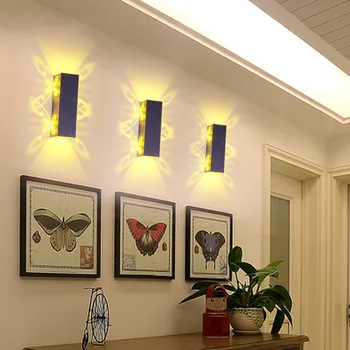 Стенни лампи Осветява 2 Watt Led монтиран на стената лампа с Двойна батерия, алуминиева лампа, модерен AC85-265V за битови удобства, кабелна телевизия-Бар