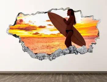 Стикер За Стена за Серфингистки - Плажната 3D Разби Стенни Художествена Стикер Декор на Детска Стая на Винил Домашен Плакат На Поръчката Подарък KD921