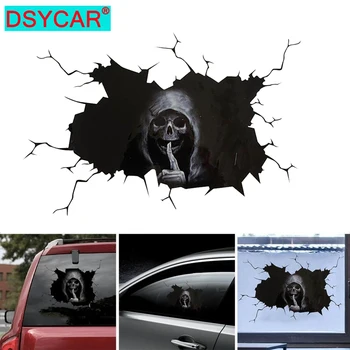 Стикери за автомобил DSYCAR на Хелоуин, 3D Страшно Тиха Стикер Череп, Водоустойчив Свалящ Стикер за Автомобил, Прозорци, аксесоари за Дома 0
