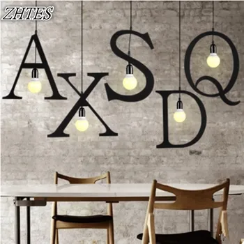 Съвременни Букви Железен Висящ Лампа Магазин за Дрехи Ресторант Кафе Орфографический Знак Буквата на Падане на светлината