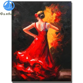 Танцуваща дама диамантена живопис привлекателна жена девойка в червена рокля модел от страз диамантена мозайка с бродерия ръчна изработка 0