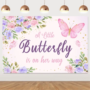 Тема пеперуда Малка Пеперуда Вече е в пътя Розов и Лилав Фон за Момичета Детски Душ Вечерни Природа